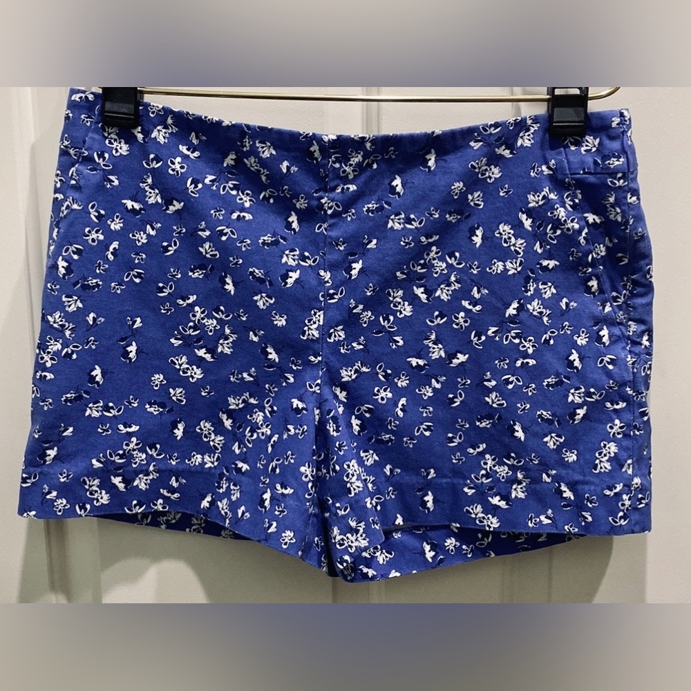 Banana Republic Blue Black Ditsy Floral SZ 12 Quiet Lux Preppy High Waist Shorts